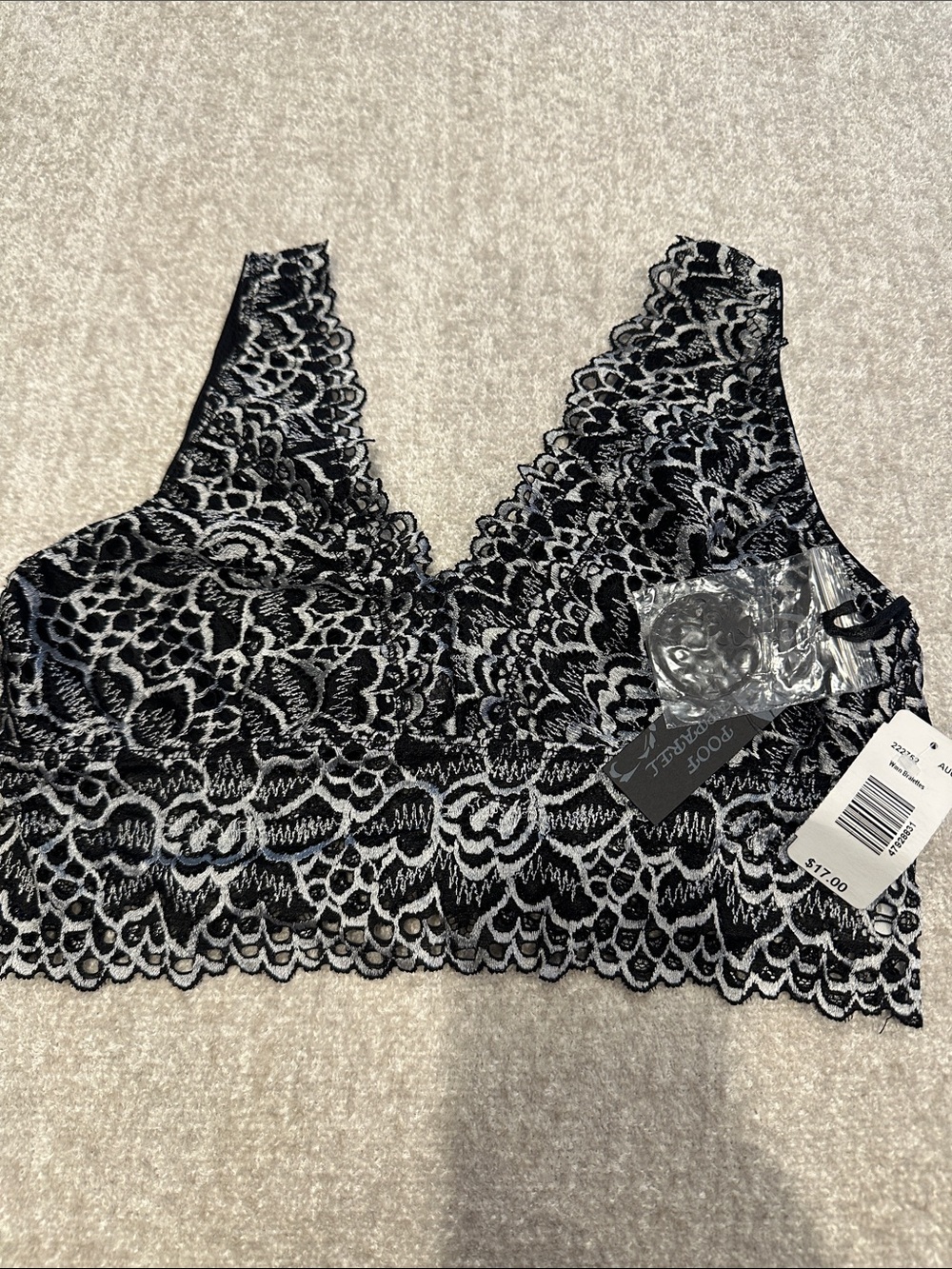 Poof! Black & White Lace Bralette